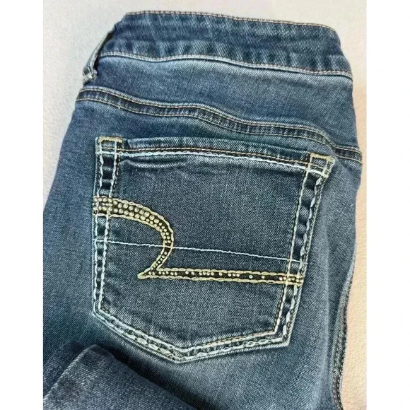 American Eagle Jeans Women's Sz 4 Skinny Low Rise Embellished Pockets Blue Denim - Picture 8 of 9